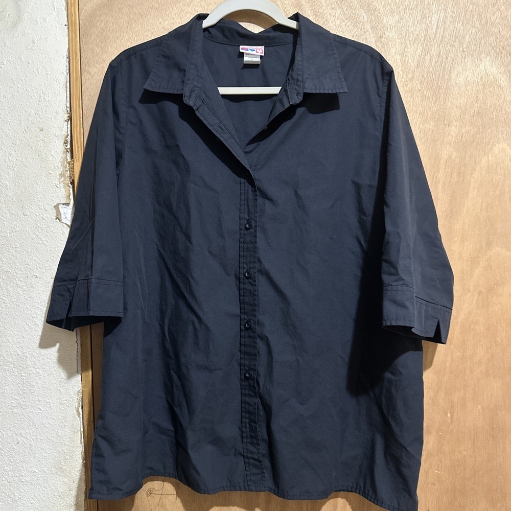 American Sweetheart WOMENS Black Button-up Shirt Size XL Short Sleeve